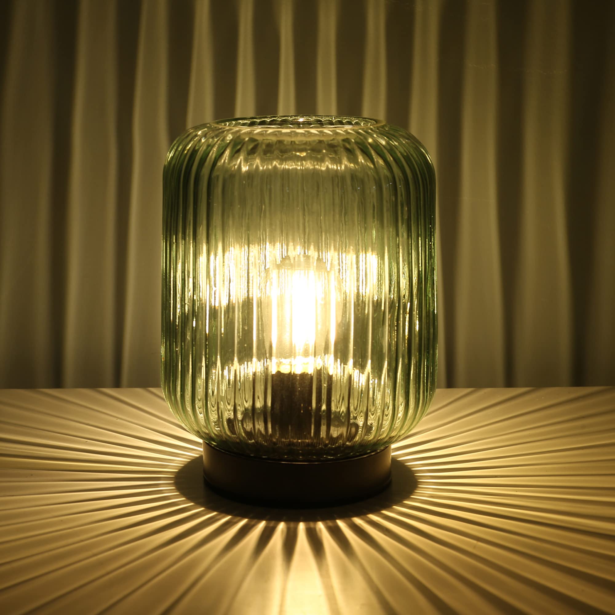 LUSHARBOR glass table lamp close-up showing elegant glass for ambient lighting