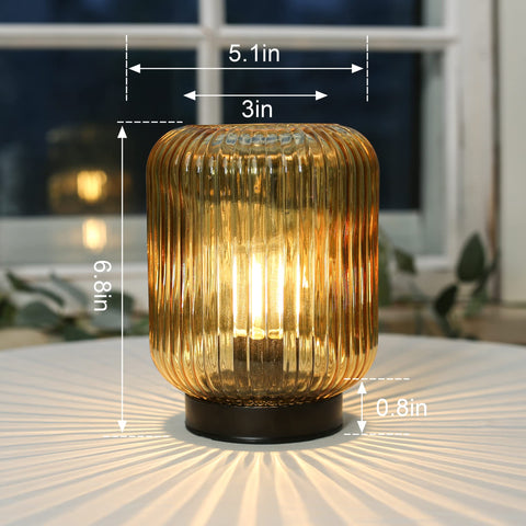 LUSHARBOR cordless table lamp with glass shade for safe, portable light.