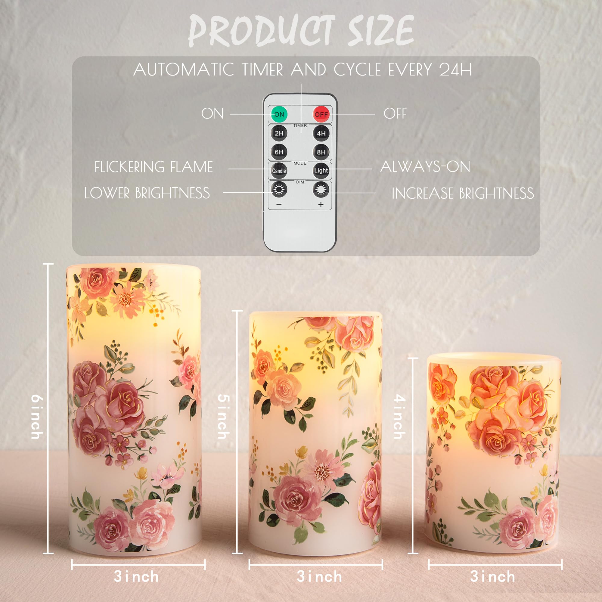 LUSHARBOR battery-operated candle emitting a warm flicker safely.