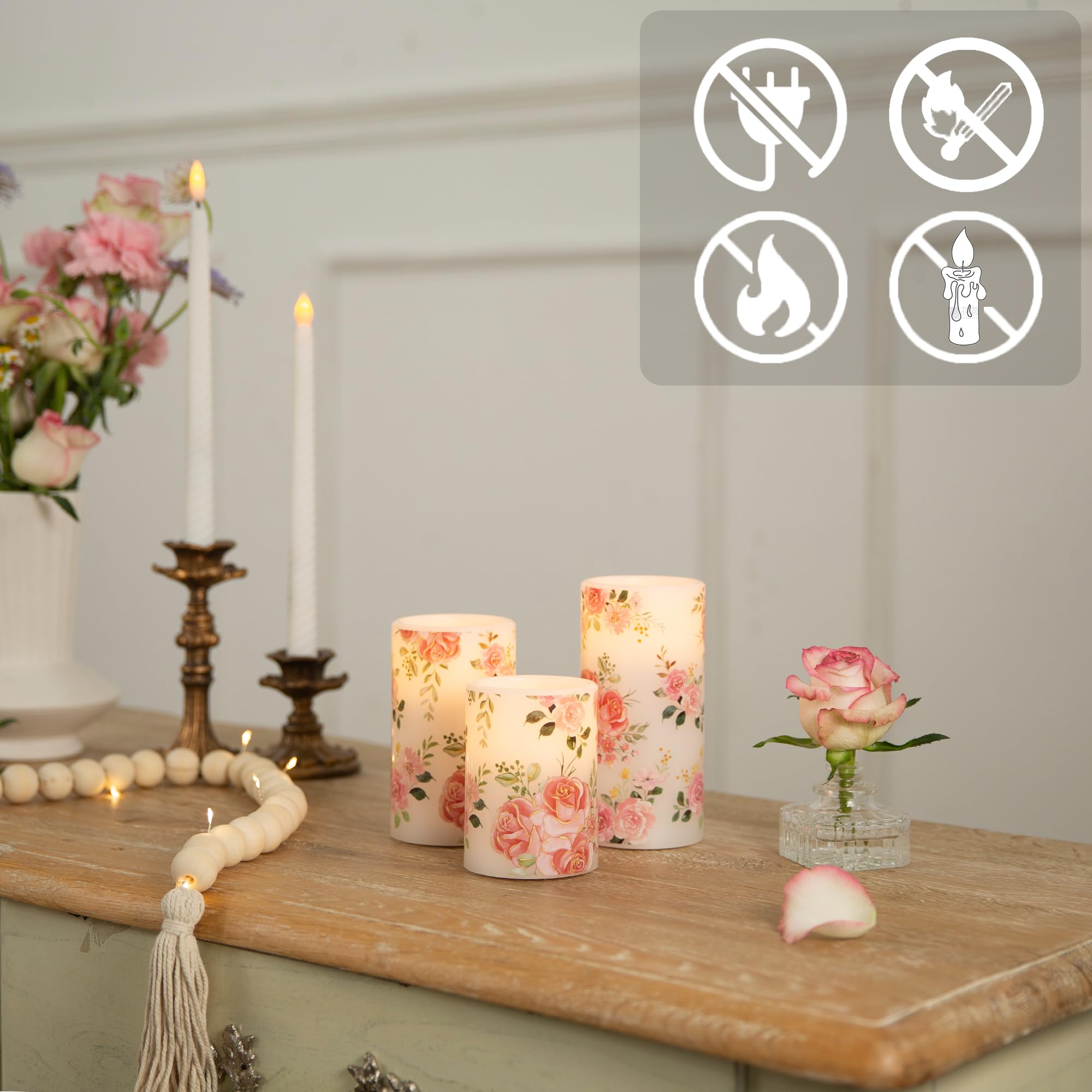 LUSHARBOR pink rose candles elevate holiday and romantic decor.