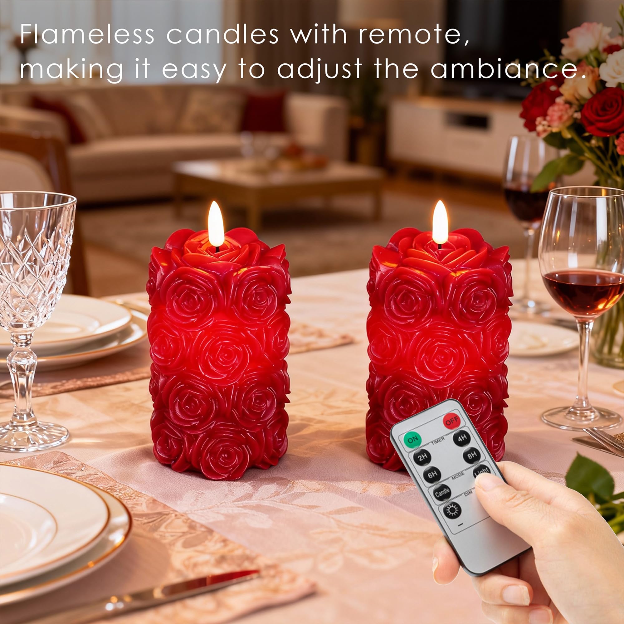 LUSHARBOR candle remote dimmer and timer feature for adjustable mood