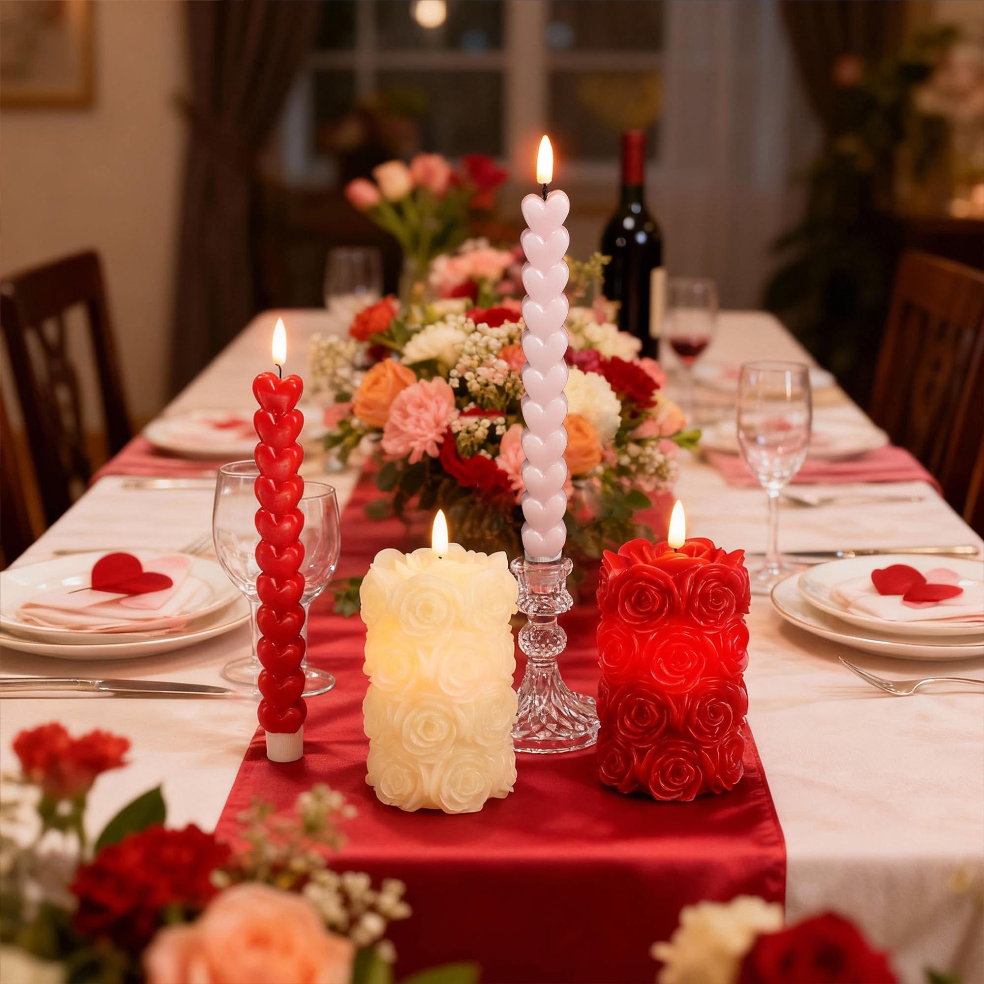 Gift-ready LUSHARBOR rose flameless candles in red for a loved one