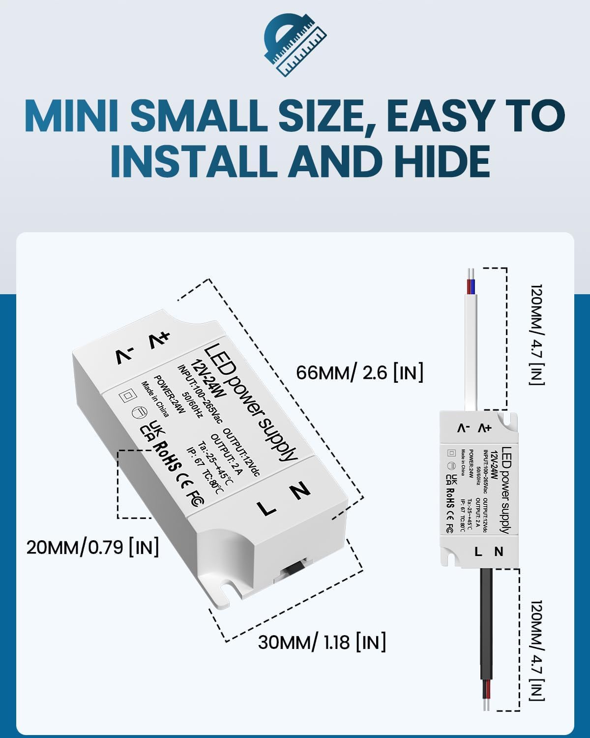 Lustaled 12V 1.5A output powers LED strips reliably.