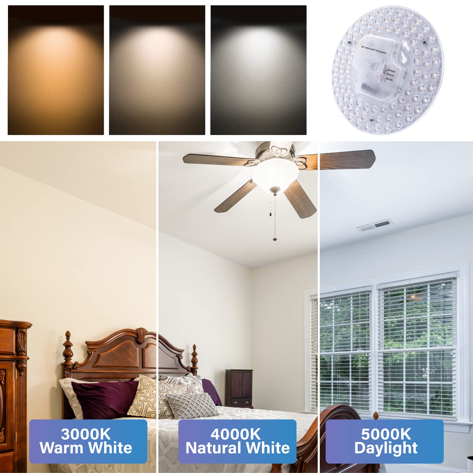 Lustaled dimmable 10-100% brightness for tailored ambience.