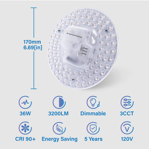 Lustaled LED module with anti-flicker light for comfortable eyes.