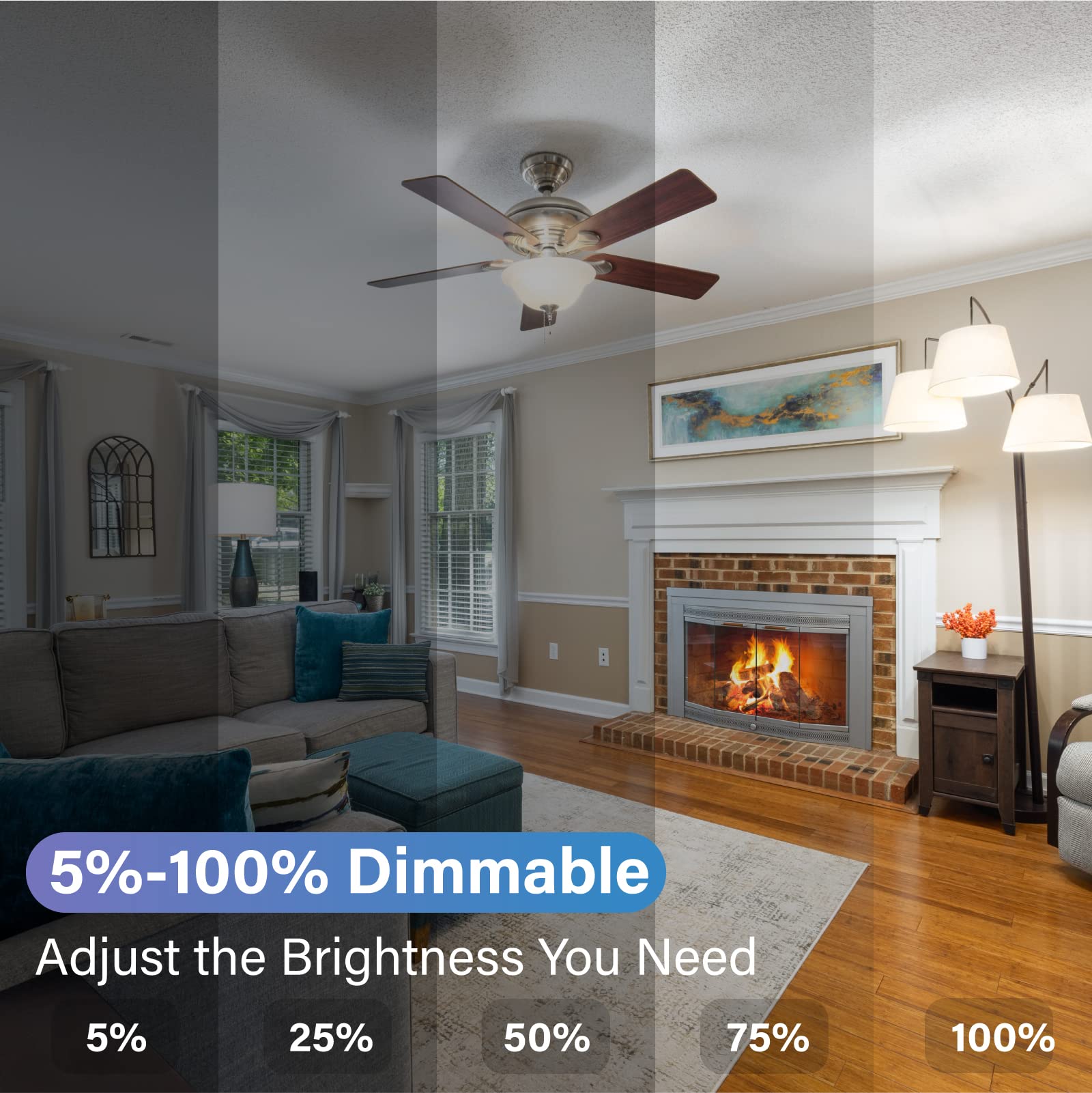Lustaled fluorescent bulb replacement for ceiling lights and fans.