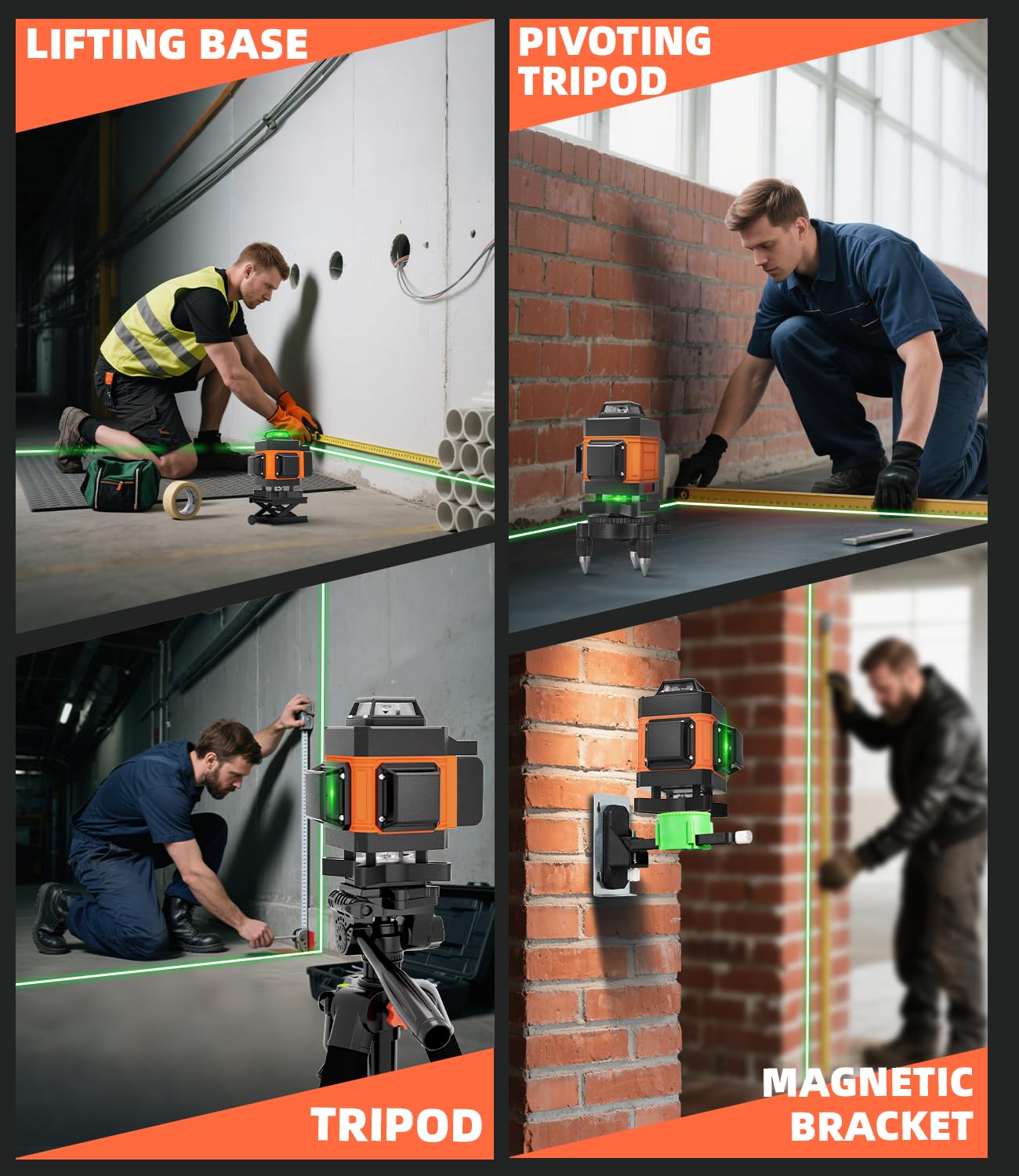 Lusweimi laser level charger maintains continuous operation between jobs.
