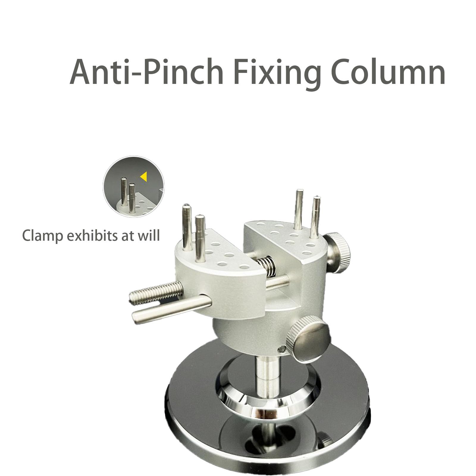LuTangous clamp demonstrates 50mm holding capacity for small parts.