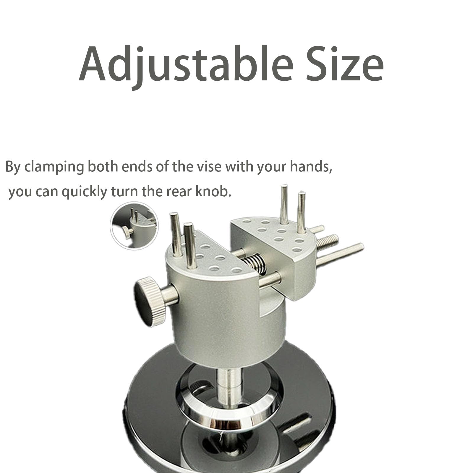 LuTangous pin vise with 18 fixed sockets for secure part clamping.