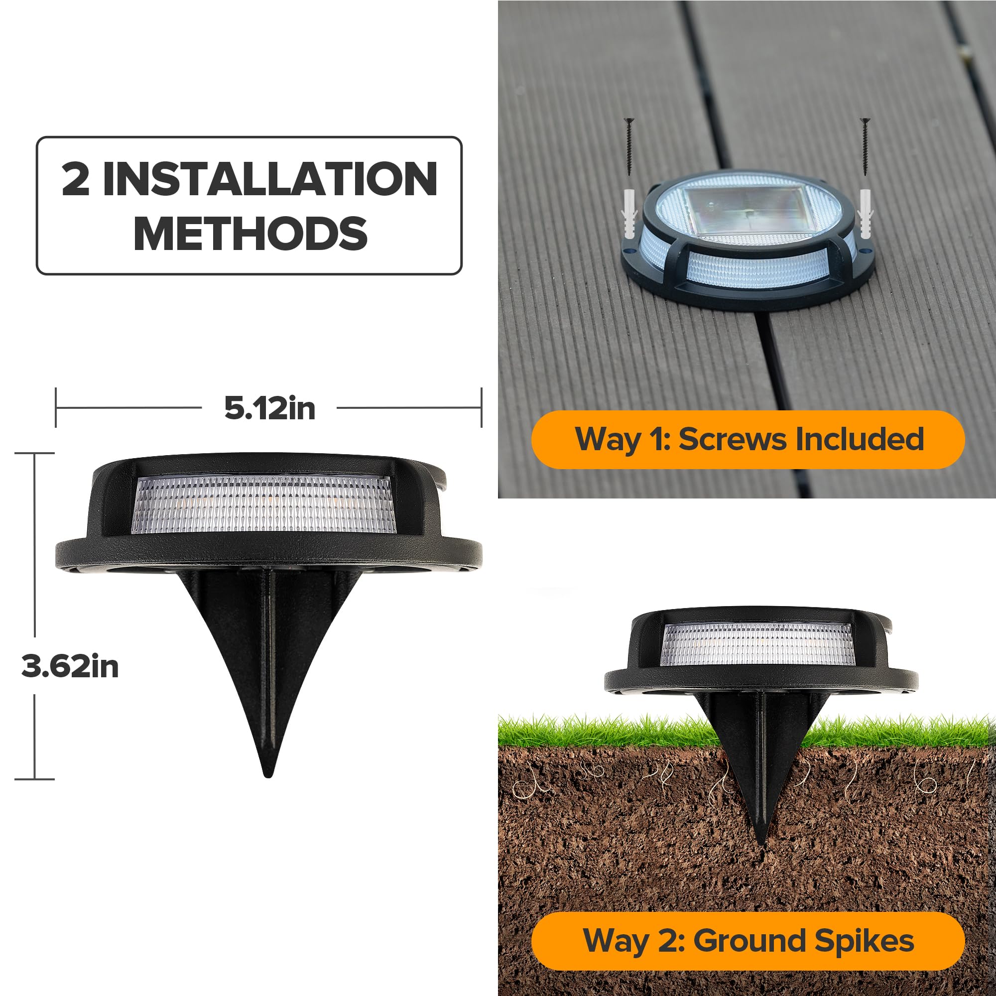 LUTEC 12-pack solar driveway lights, deck and walkway setup for organized lighting