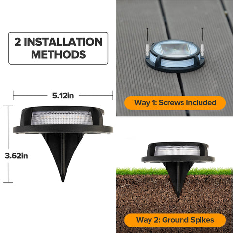 LUTEC 12-pack solar driveway lights, deck and walkway setup for organized lighting