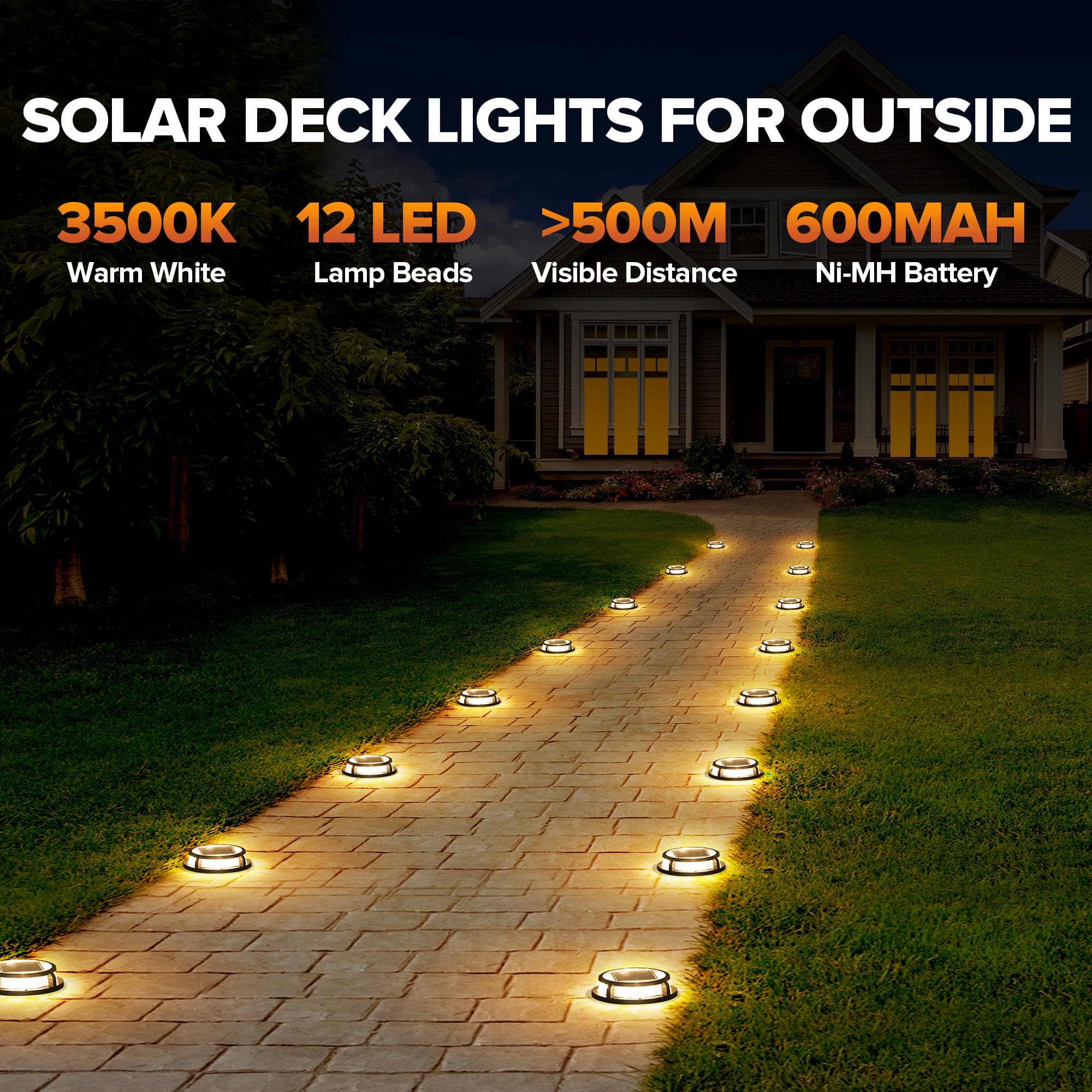 LUTEC 12-pack solar driveway lights, LED array, provides bright driveways illumination