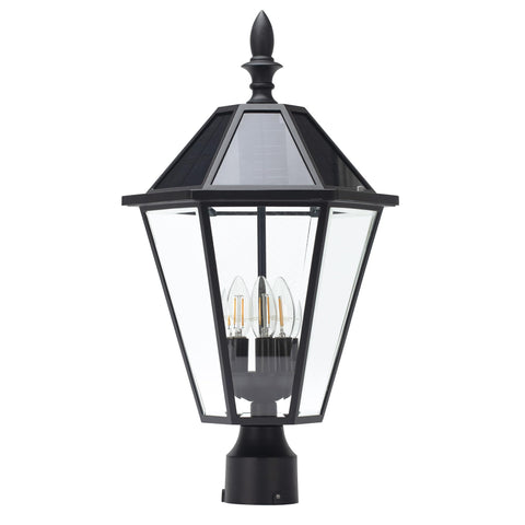 LUTEC 12513LE4-SL LED post solar light illuminating outdoor pathways