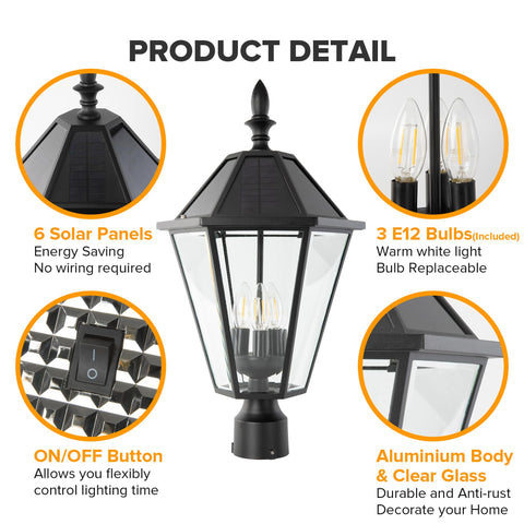Vintage post design of LUTEC light adds classic curb appeal