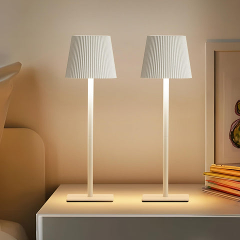 LUTEC cordless table lamp side view fits small desks.