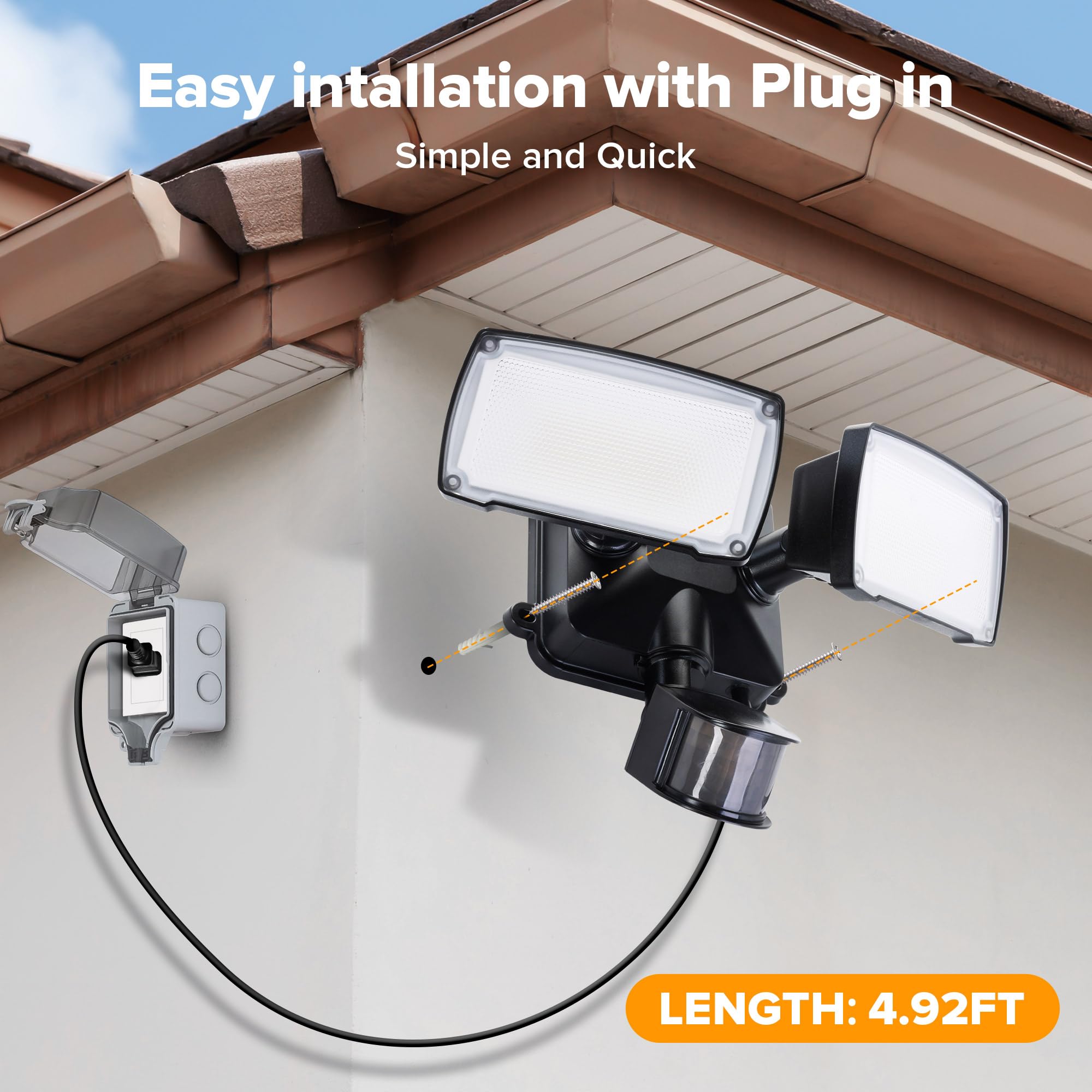 LUTEC 21W motion-sensing flood light with timer for convenient testing