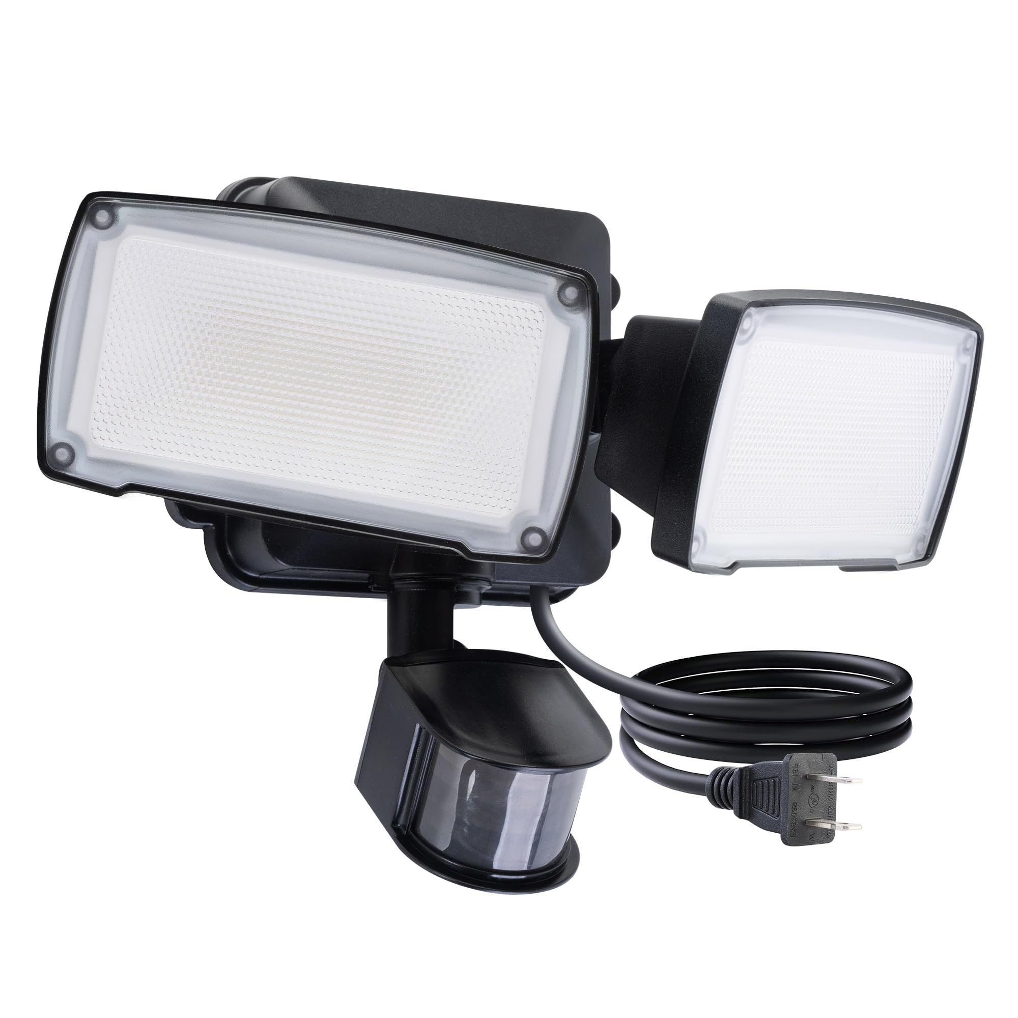 LUTEC 21W plug-in motion sensor light front view shows bright energy-saving outdoor illumination
