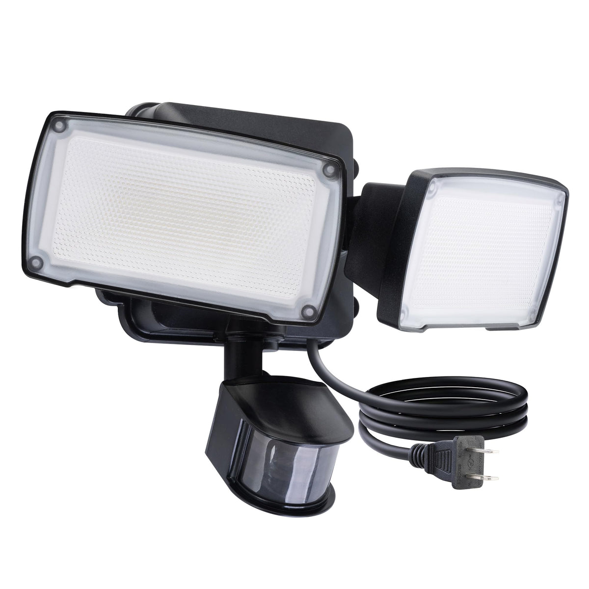 LUTEC 21W plug-in motion sensor light front view shows bright energy-saving outdoor illumination