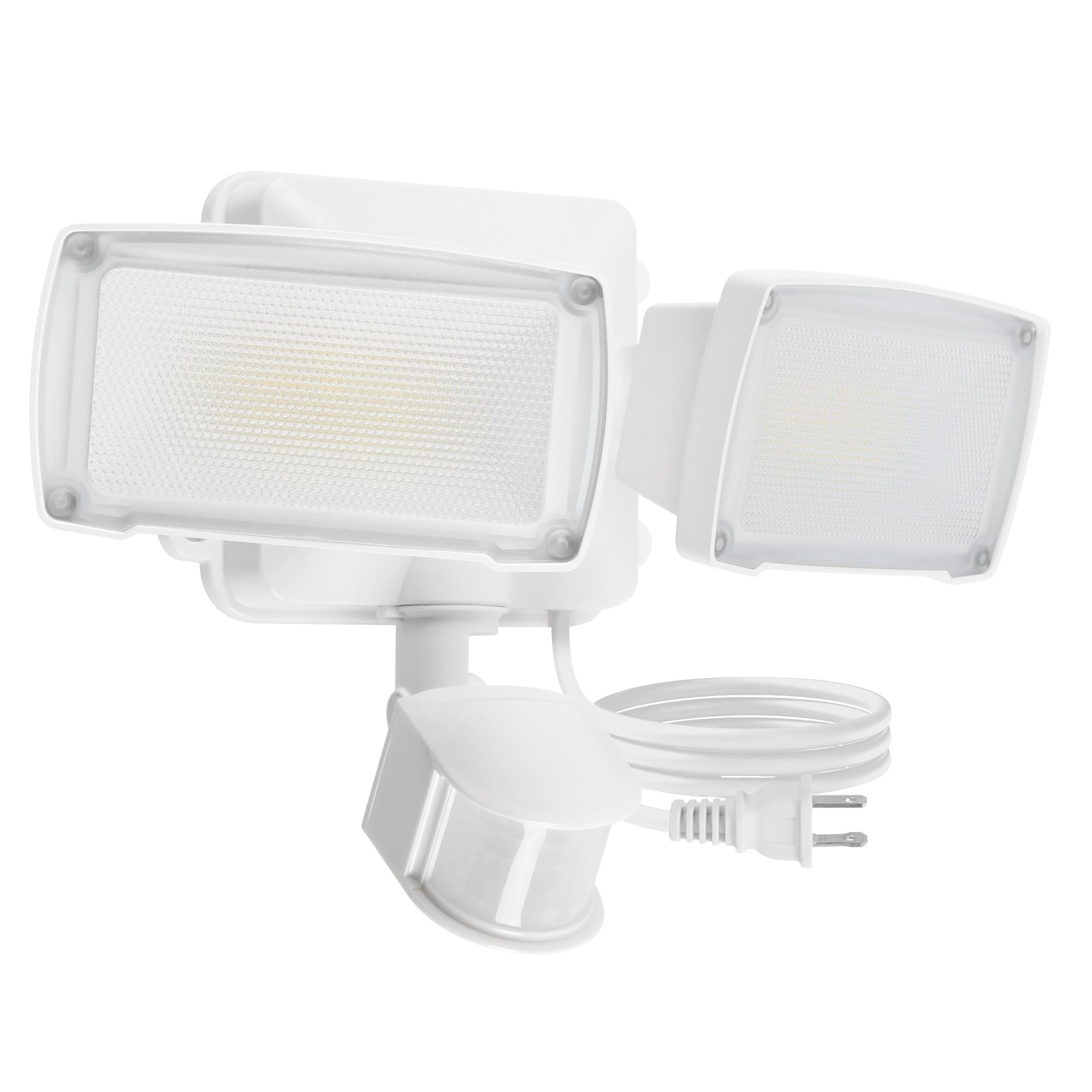 LUTEC 21W plug-in motion sensor light outdoors with two heads for porch lighting.