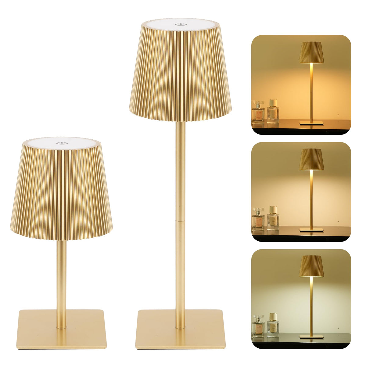 LUTEC 2-pack cordless table lamp front view for versatile ambient lighting.