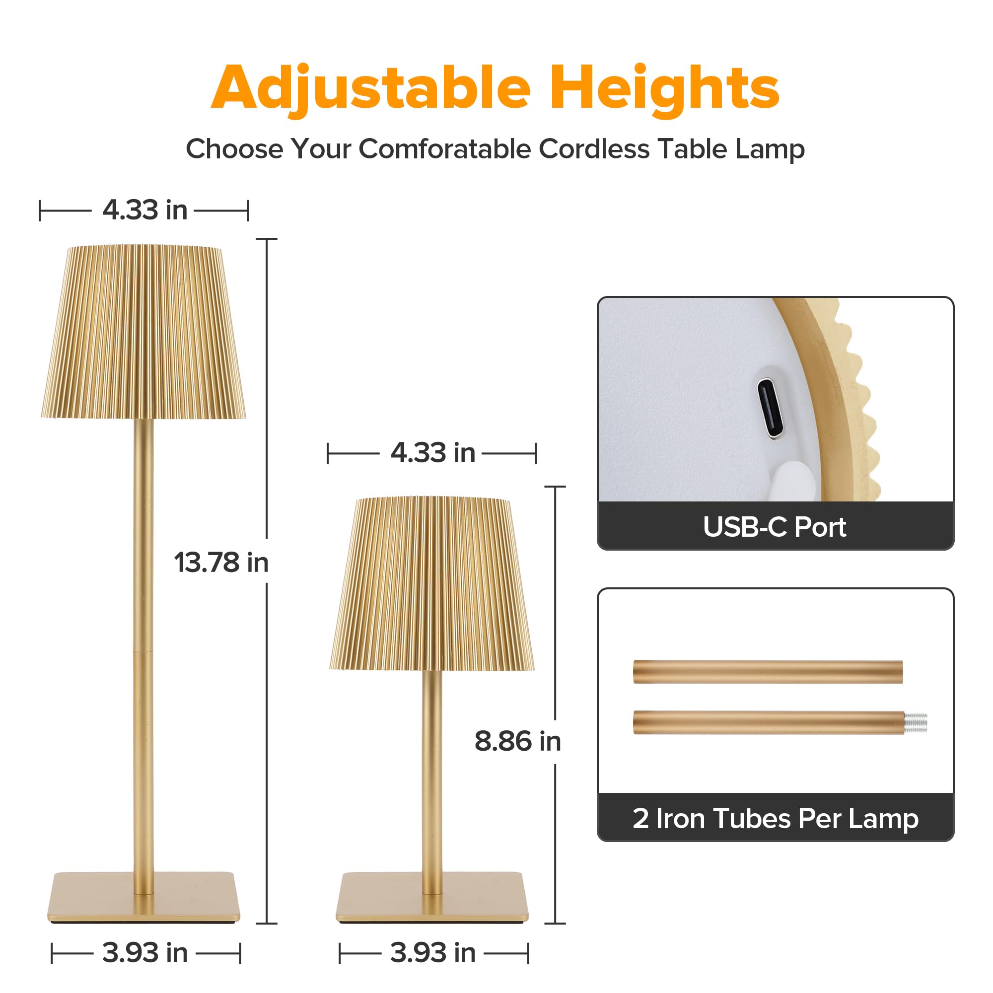 LUTEC cordless table lamp height-adjustable design suitable for various setups.