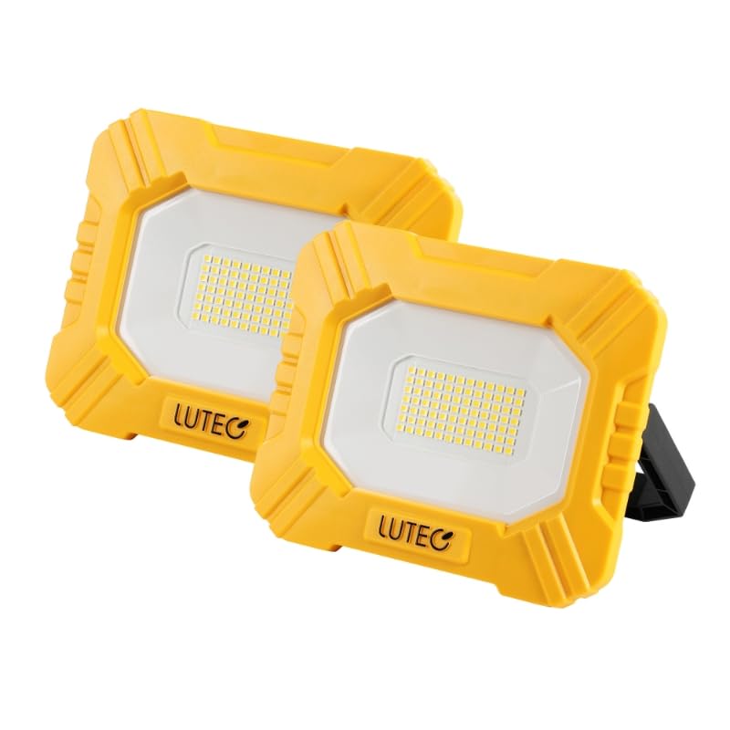 LUTEC 3500LM LED work light in front view with bright portable illumination for dim spaces