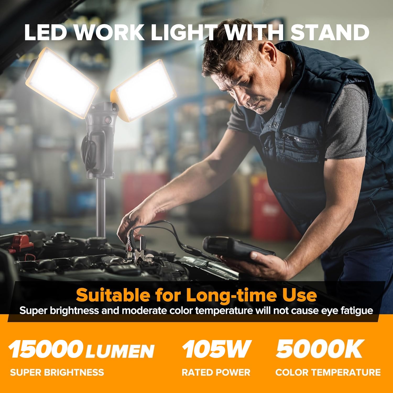 LUTEC 6290Pro telescoping tripod extension enables flexible height for overhead or ground-level work.