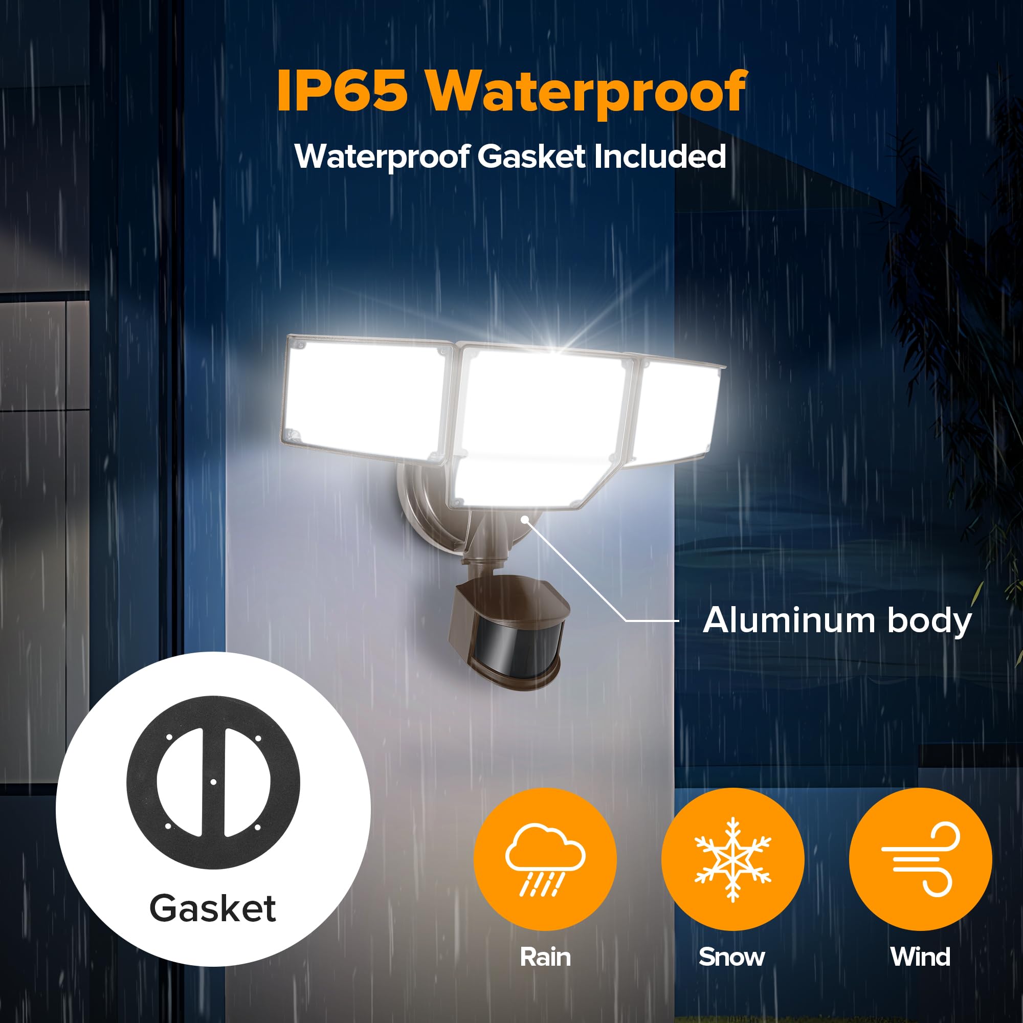 LUTEC motion detection up to 69 feet enhances perimeter lighting.