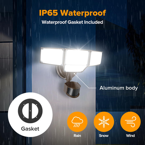 LUTEC motion detection up to 69 feet enhances perimeter lighting.