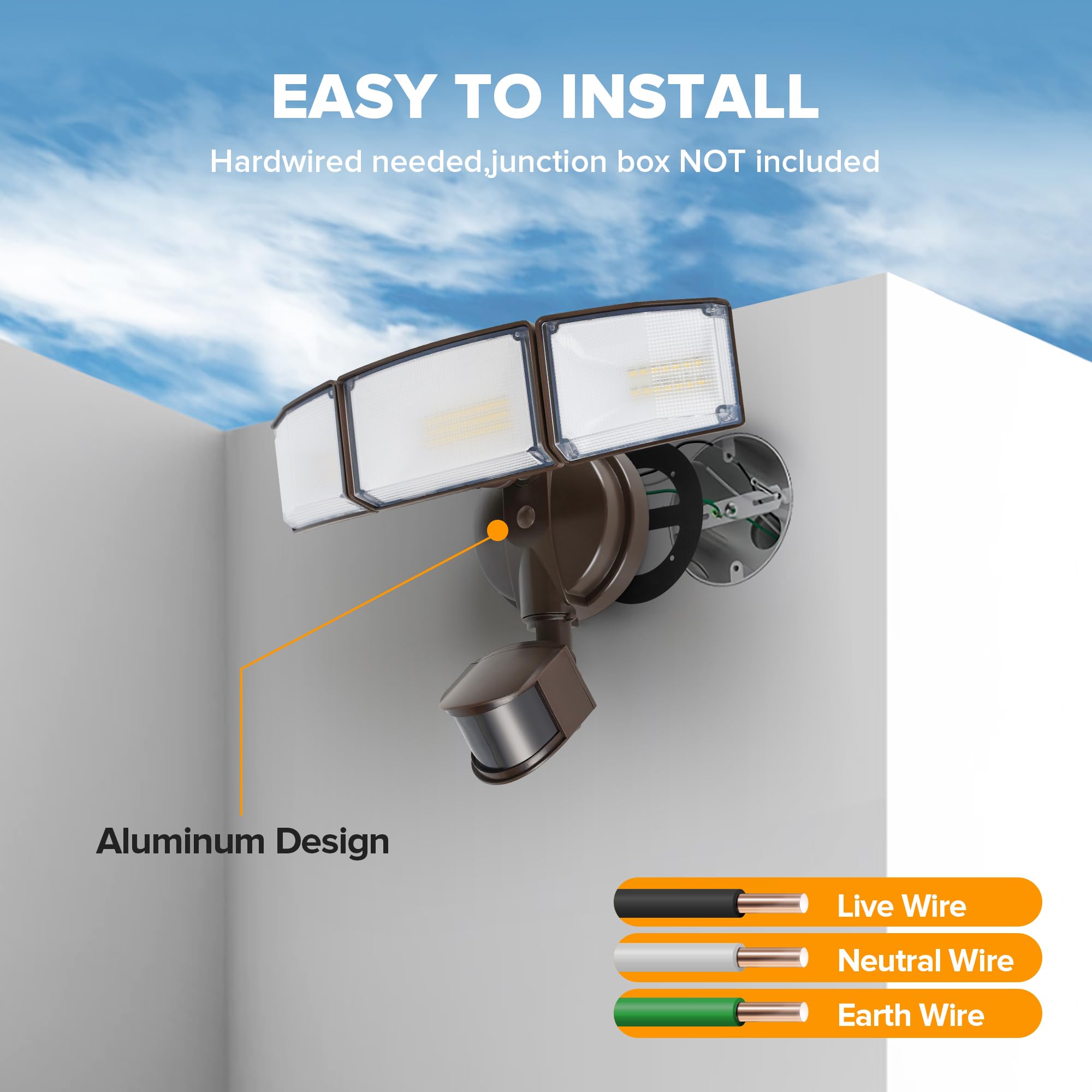 LUTEC 72W LED security light IP65 waterproof rating for outdoors.
