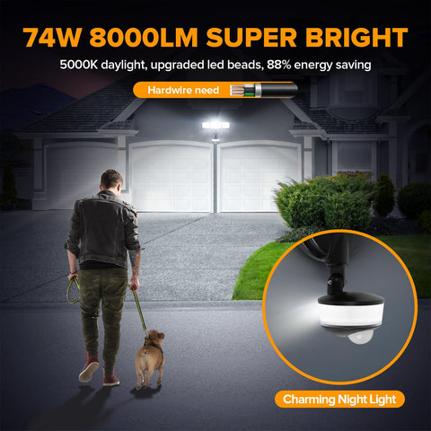 LUTEC flood light side view shows sleek wall mount for easy installation