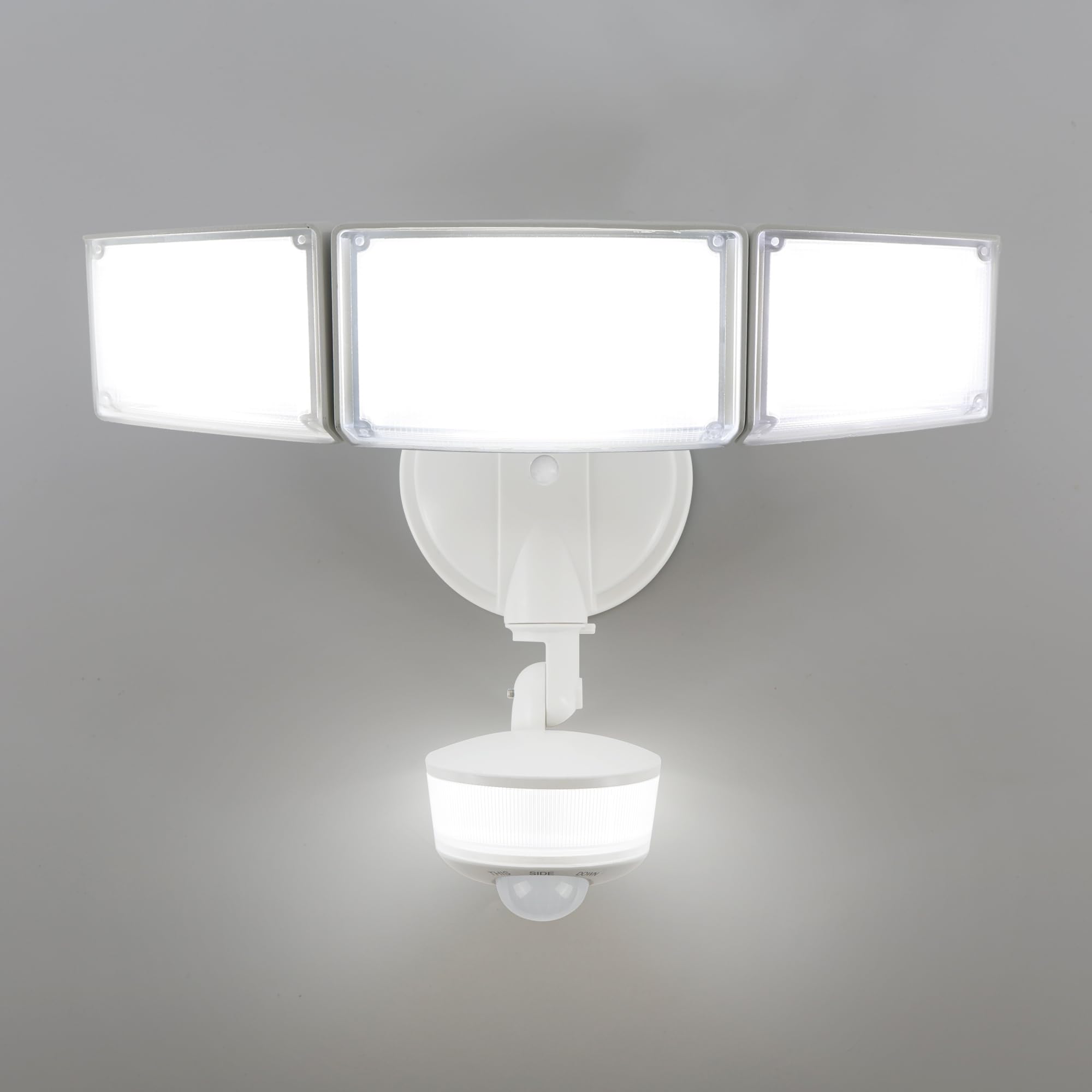 LUTEC 74W motion sensor outdoor light front view with wide 180° detection for entry security.
