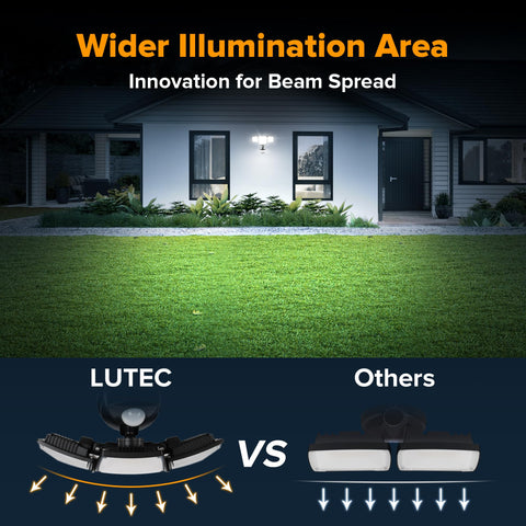 LUTEC four-head design enables flexible driveway and porch illumination.