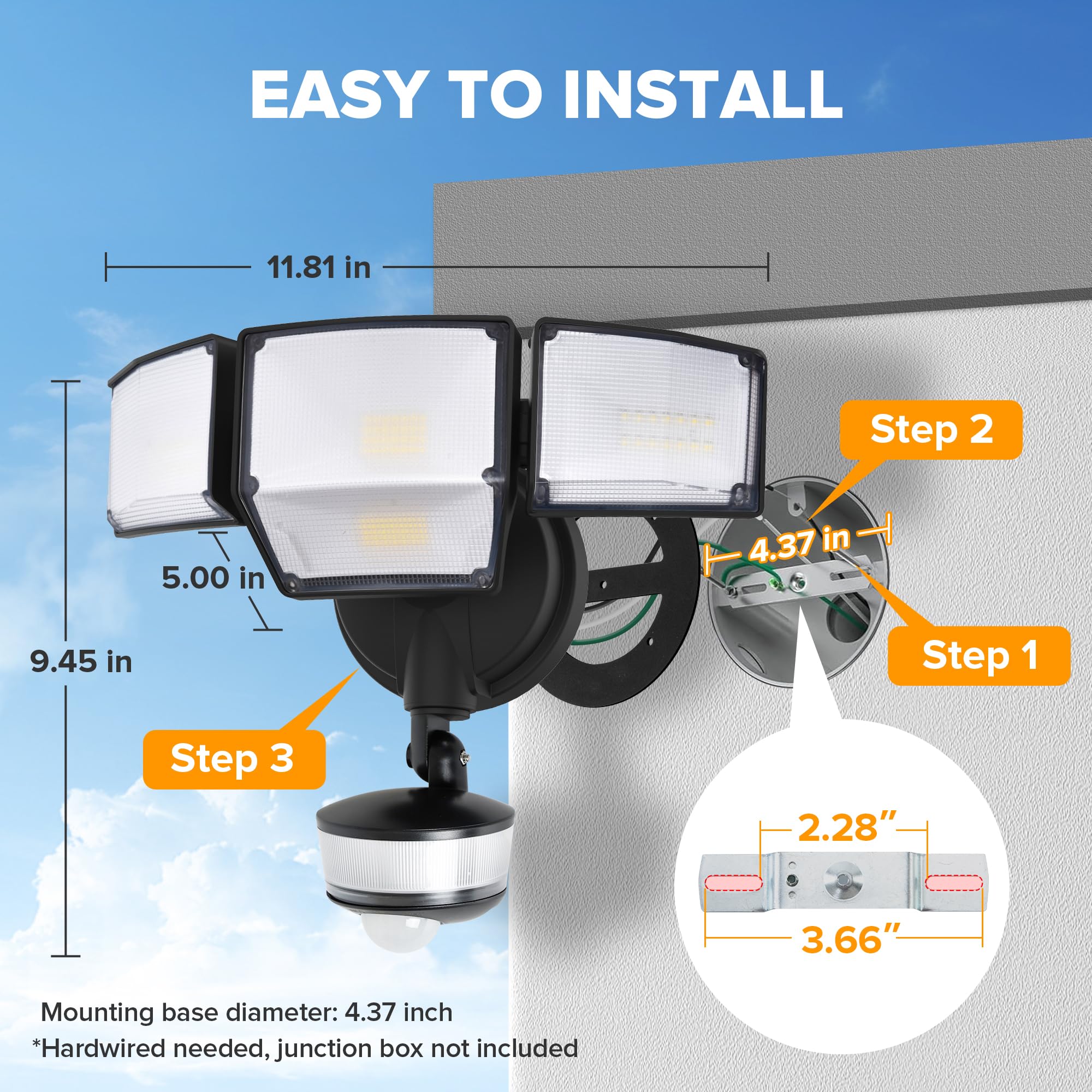 LUTEC 2,500 sq ft coverage through four adjustable flood heads.