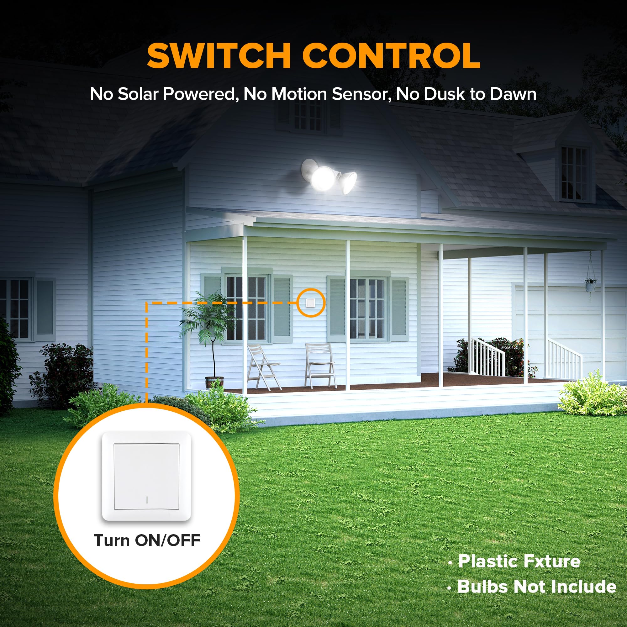 LUTEC adjustable heads offer precise up/down and side-to-side aim for targeted lighting.