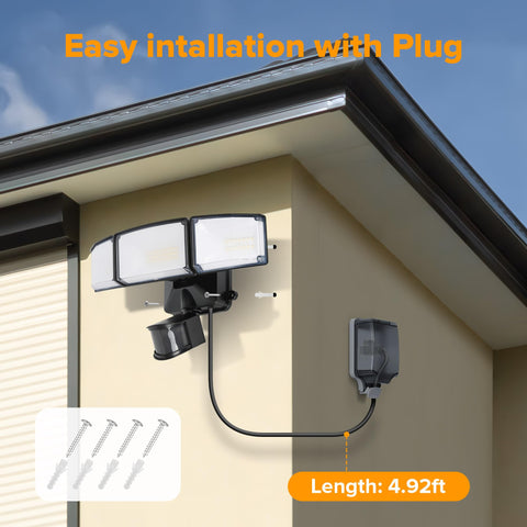 LUTEC black outdoor security light weatherproof for porch and driveway.