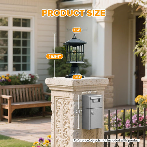 LUTEC black solar post light complements modern outdoor spaces.