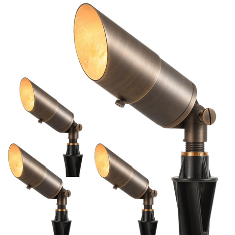 LUTEC brass low voltage spotlight with 360 rotation for precise garden lighting