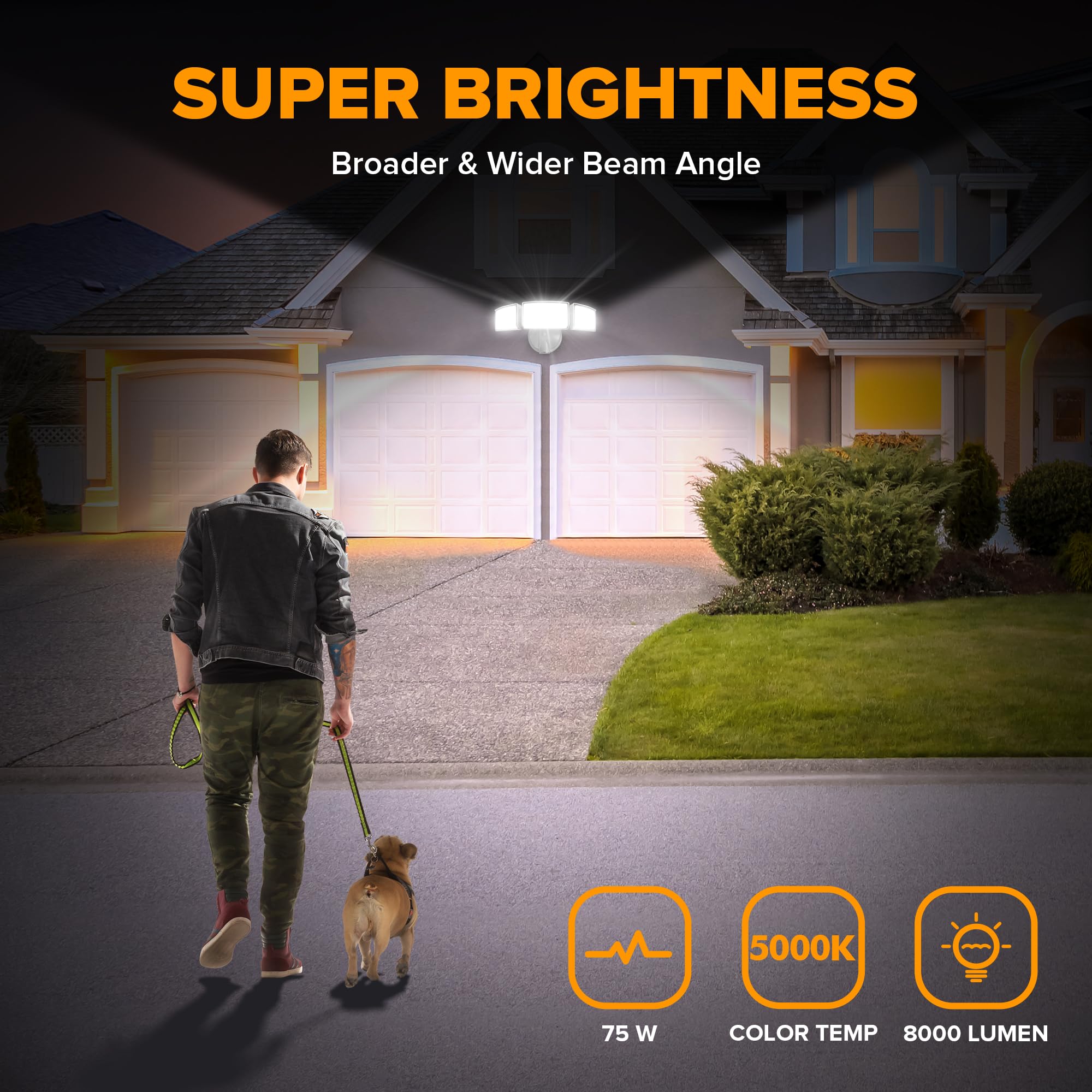 LUTEC 5000K daylight color beam for crisp outdoor visibility.