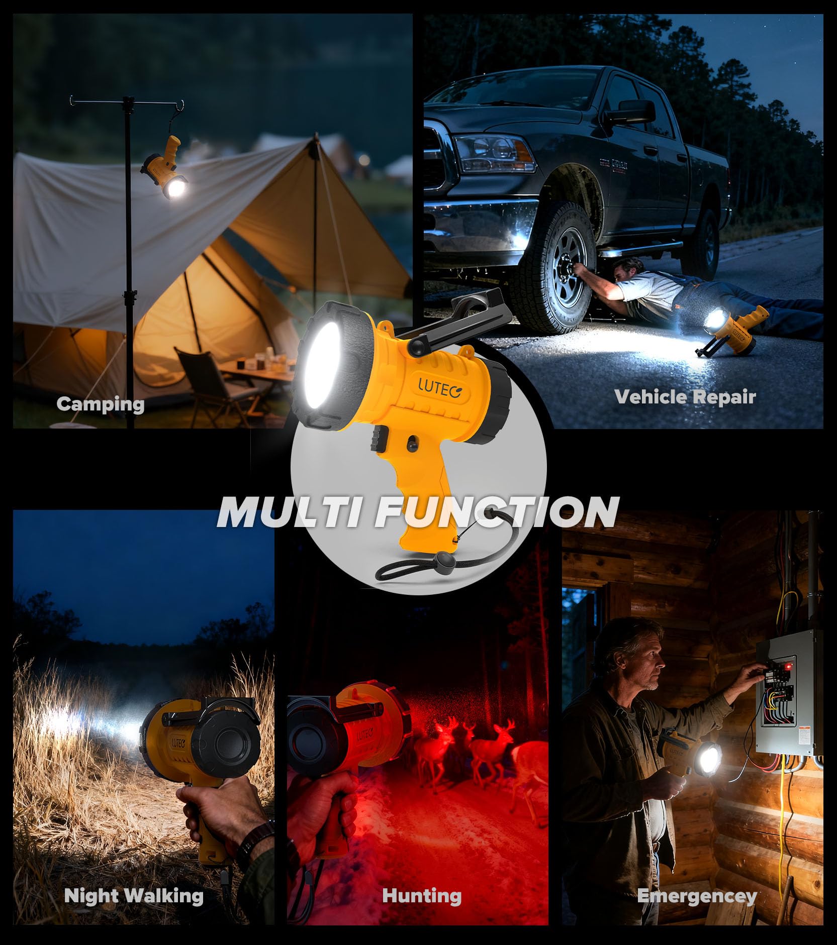 LUTEC durable ABS housing spotlight resists drops up to 3 ft