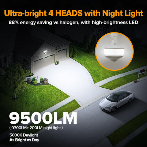 LUTEC four-head floodlight broadens coverage for yards and porches