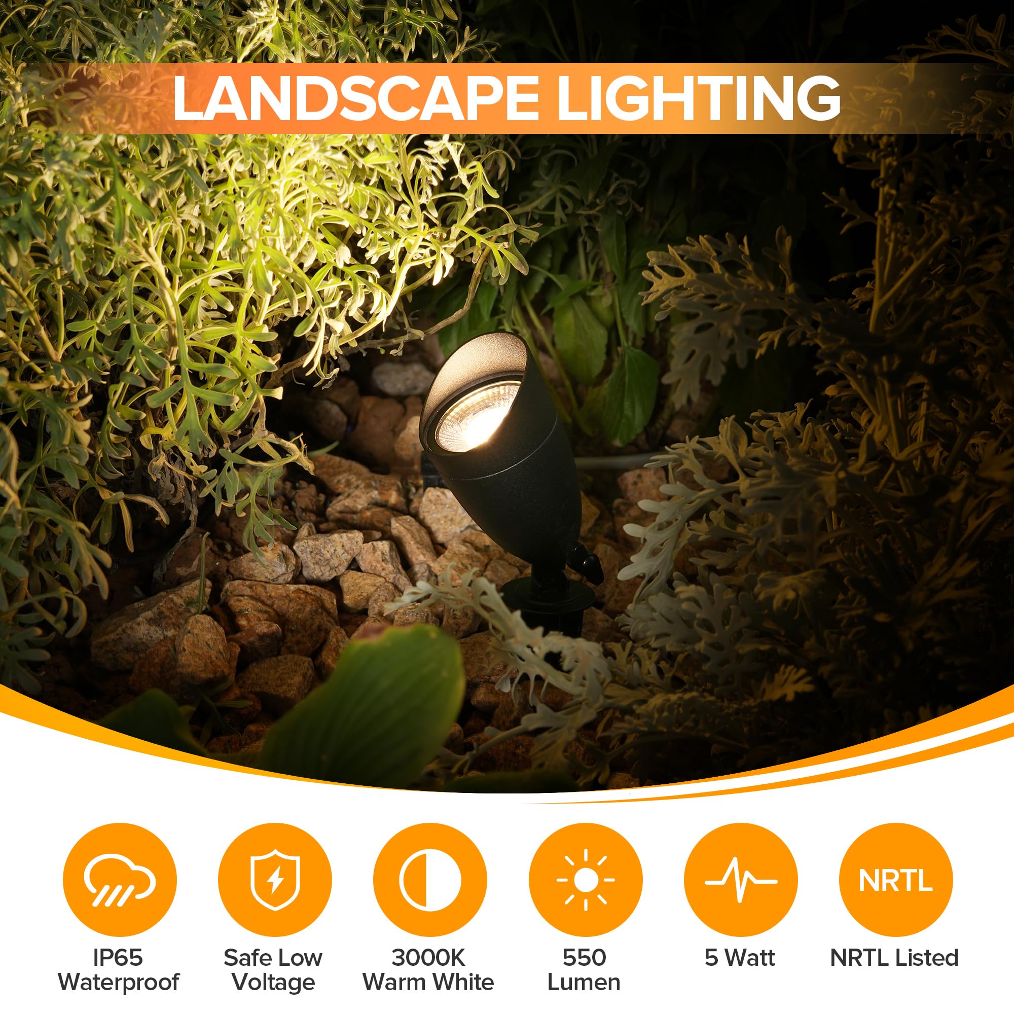 LUTEC IP65 waterproof garden spotlight, weatherproof for all seasons.