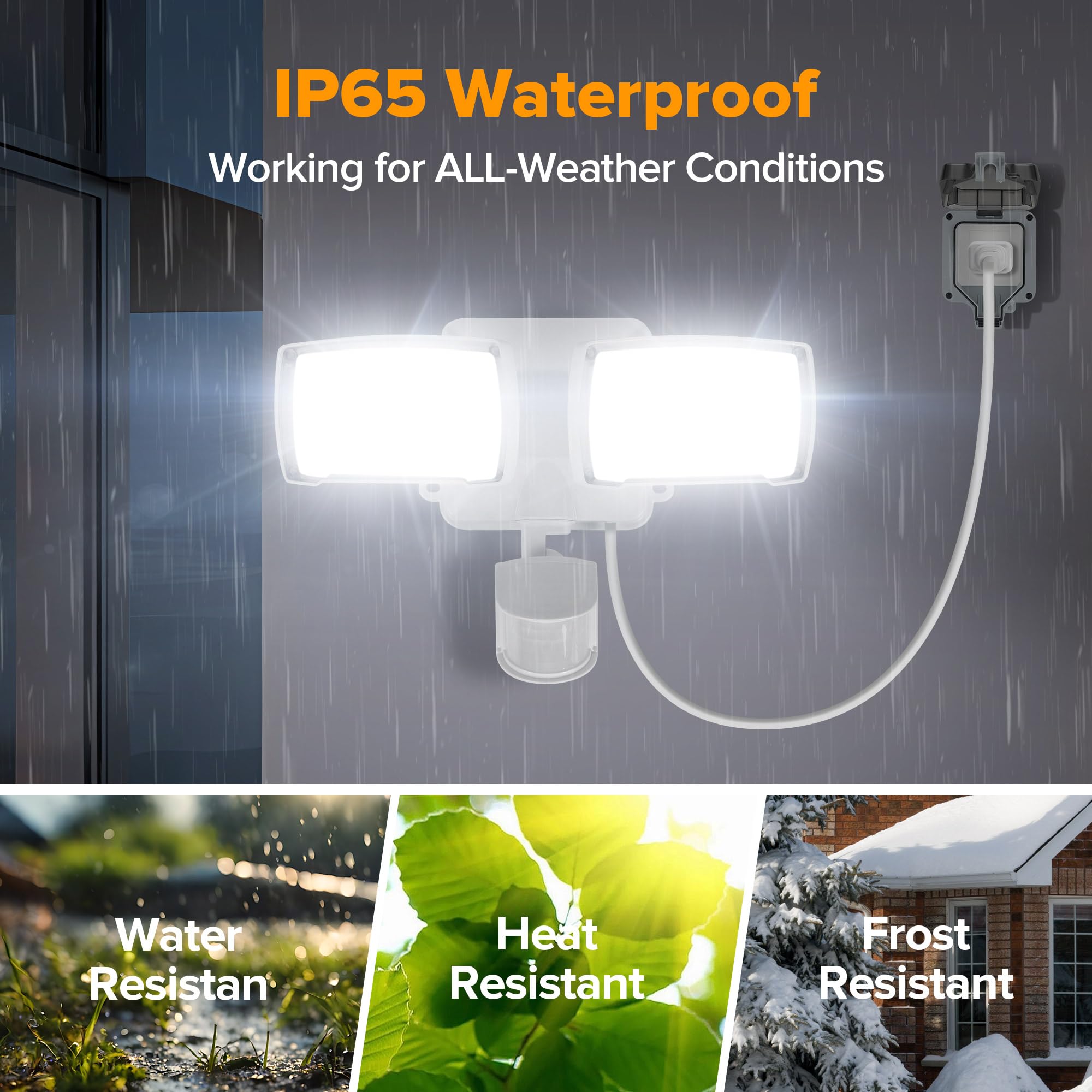 LUTEC IP65 waterproof outdoor light withstands rain or snow.