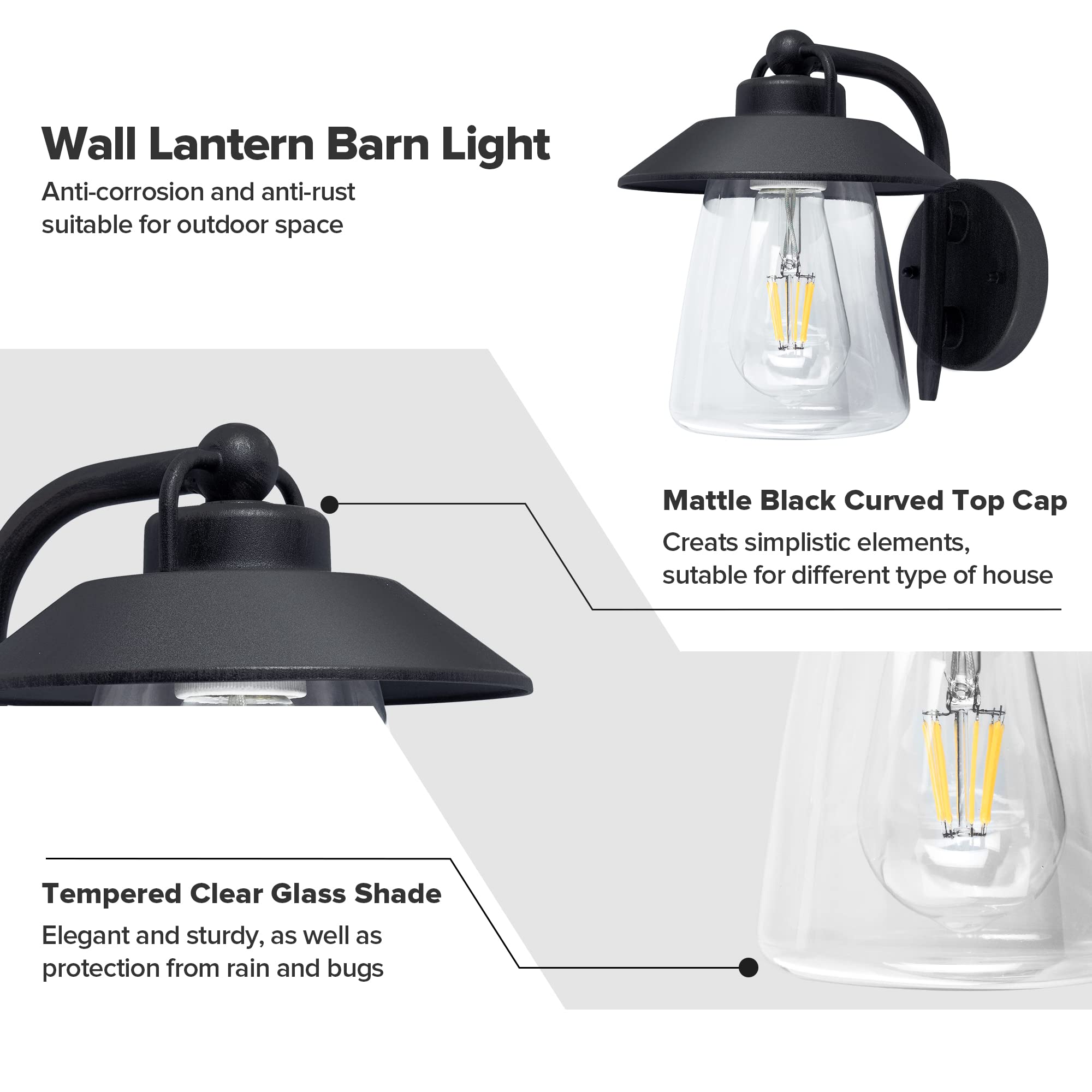 LUTEC lantern with clear glass shade conveys bright, welcoming light and weatherproof performance.