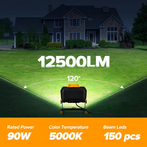 LUTEC LED work light on stand, tilt and rotation for precise site lighting.