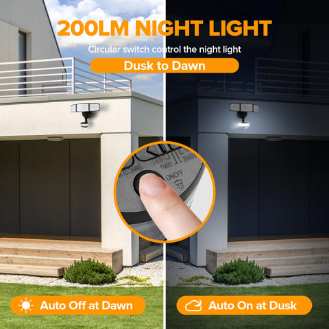LUTEC night light design provides subtle illumination while the main beam activates as needed
