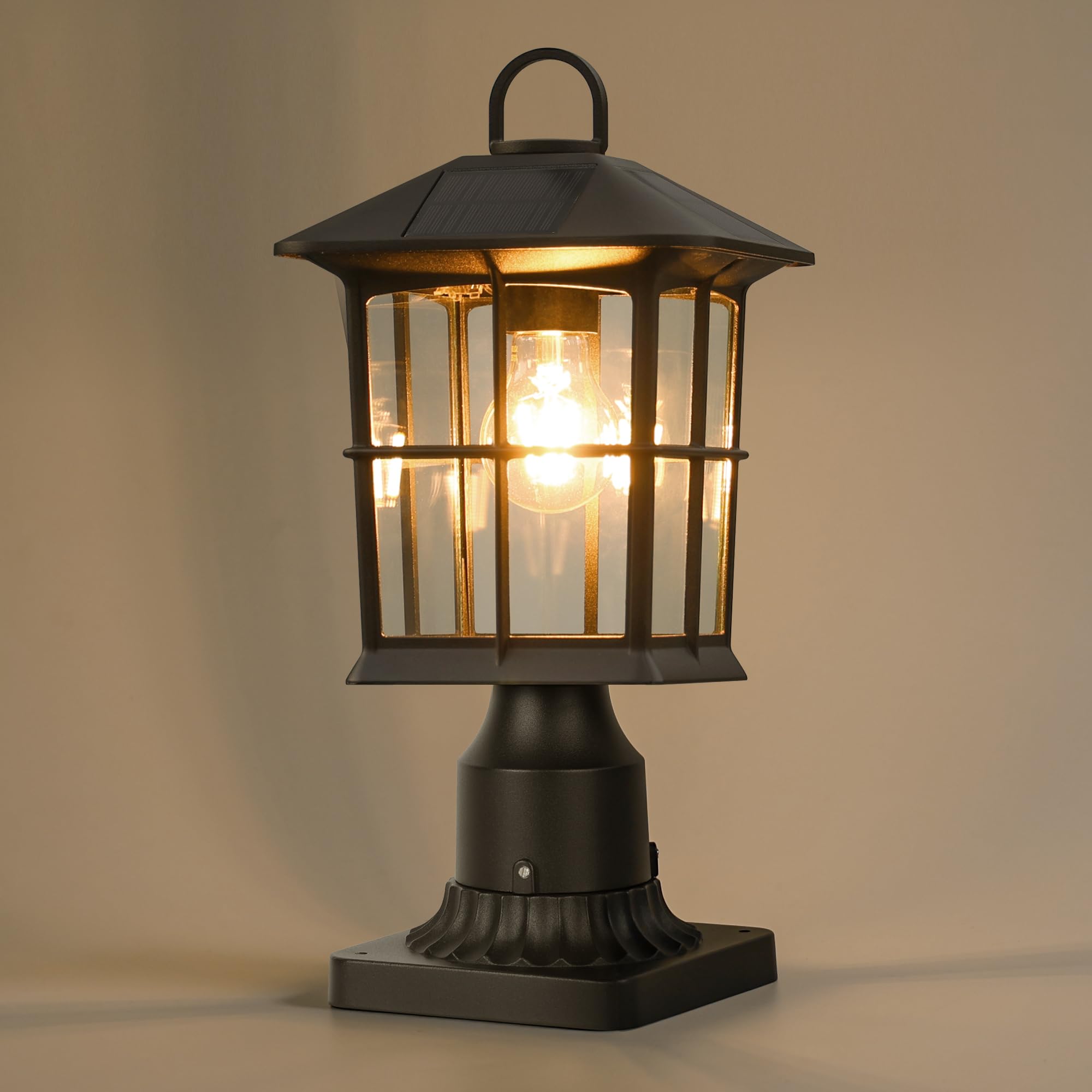LUTEC outdoor solar lamp post light offering efficient charging for safe night pathways.