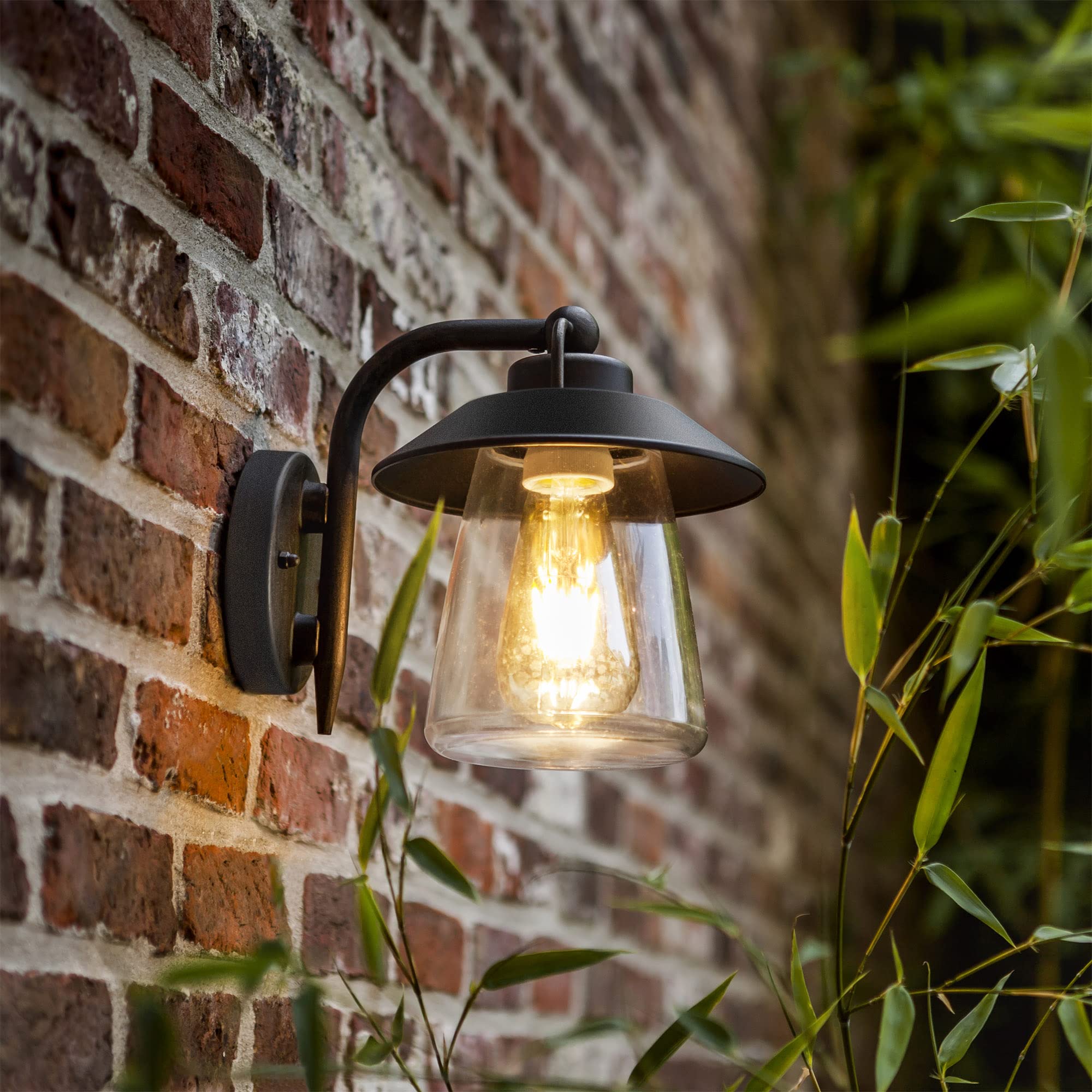 LUTEC outdoor wall lantern front view shows rustic charm and durable construction for entryways.