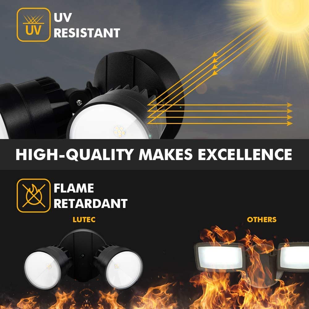 LUTEC P6221B daylight white 5200K creates clear outdoor visibility.