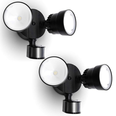 LUTEC Shrimp P6221B-PIR24 motion-activated floodlight brightens outdoor entryways.
